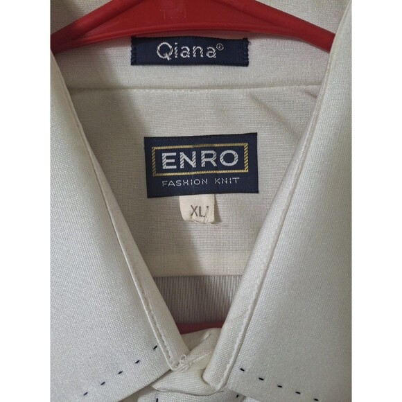 Vintage Enro Shirt Men's XL Fashion Knit Qiana Klopman Nylon Off White NWT - Picture 3 of 10